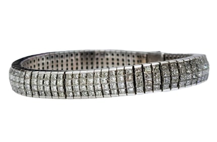 10-12ctw Ultra White Clean Heavy 18k White Gold Diamond Bracelet 7in