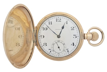 Scarce 1930s Large Mens Rolex Enamel Dial Hunter Working Pocket Watch Excellent Condition