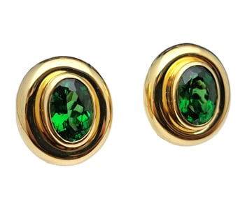 Vintage 18k Gold Tiffany Co Paloma Picasso Tsavorite Garnet Ear Clip Earrings