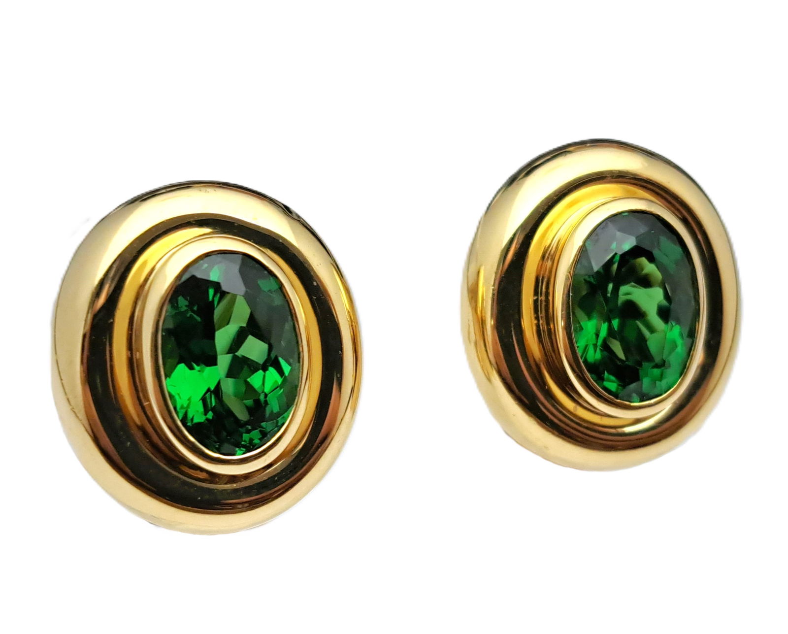 Vintage 18k Gold Tiffany Co Paloma Picasso Tsavorite Garnet Ear Clip Earrings (1 of 7)