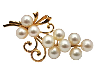 Very Rare Mikimoto 14k Gold Huge Cultured Pearl Vintage Ladies Brooch Pin