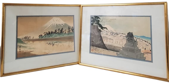 Tomikichiro Tokuriki Japanese Woodblock Prints Thirty-Six Views Mt Fuji Tago Bay Takeda Shrine Kofu
