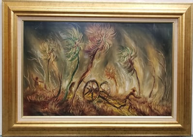 Exquisite Hector Molne Cuban Landscape Oil Painting on Panel