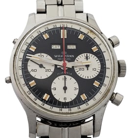 Scarce Wakmann Tri Compax Day Date Chronograph Round Button Neuman