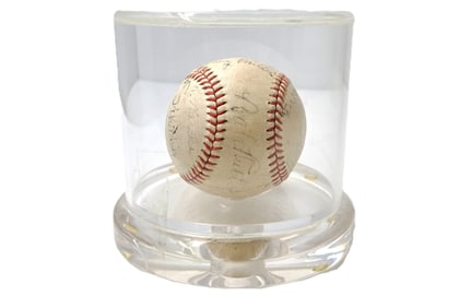 Babe Ruth Lou Gehrig 1934 Tour of Japan Players Signed Ball with Letter of Authenticity