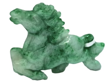 Antique Natural Type A Untreated Jadeite Jade Horse Equestrian Carved Pendant Bought from Mason Kay