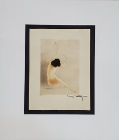 Louis Icart Etching in Colors The Stretch Chrysis Suite Vintage