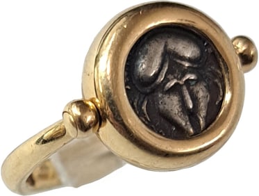 Bulgari Monete Limited Edition 50th Anniversary 18K Yellow Gold Heads Tails Flip Ancient Grecian Coi