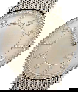 Ultra Long 18K Gold Longines Mystery Dial Fine Diamond Bezel Mid Century Running Wrist Watch W/ Orig: Described By:  Dillon 64106 NEDDD  Title:  Ultra Long 18K Gold Longines Mystery Dial Fine Diamond Bezel Mid Century Running Wrist Watch w/ Orig Bracelet & Box  Description:  Ultra Long 18K Gold Lo