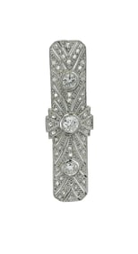 Beautiful Vintage Art Deco Rectangular Platinum Old European Diamond Brooch