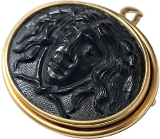 Extremely Rare Elizabeth Locke Monumental 18K Gold Medusa Versace Style Pendant