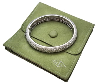 Large Size Van Cleef Arpels Fine Diamond Vca Platinum Bangle Bracelet Apprx 10Ctw