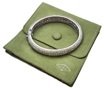 Large Size Van Cleef Arpels Fine Diamond Vca Platinum Bangle Bracelet Apprx 10Ctw: Described &amp; Photographed By:  AF HFA DT62349 NGTDDD  Title:  Large Size Van Cleef Arpels Fine Diamond VCA Platinum Bangle Bracelet APPROXIMATELY 10CTW  Description:  Large Size Van Cleef Arpe