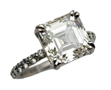 Gia 5.36Ct Vvs2 Old Cut Asscher Diamond Ladies Platinum Solitaire Engagement Ring: Described &amp; Photographed By:  Ayanna HFA DT39813 NCCDDD  Title:  GIA 5.36ct VVS2 Old Cut Asscher Diamond Ladies Platinum Solitaire Engagement Ring  Description:  GIA 5.36ct VVS2 Old Cut Assc