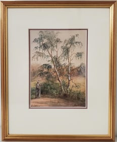 Orig Mathilde Dietrichson Painting Norwegian Artist Woman Landscape Watercolor