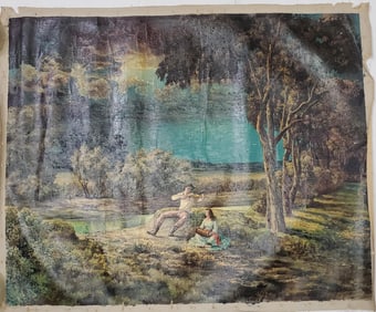 Terence Duren Nebraska Wpa Era Regionalist Muralist Creekside Landscape Couple Bluegrass Concert Oil