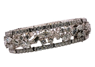 Cartier Signed Numbered French Hallmarks 26ctw Diamond Mid Century 18k Gold Bracelet w/ Box