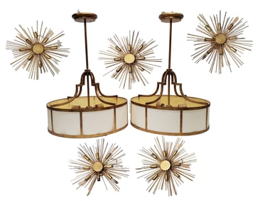 Mid Century Modern Historical Vinoy Hotel Bertoia School Starburst Sputnik Anemone Sconces and Chan
