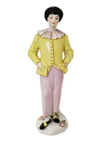 Antique German Meissen Signed Porcelain Commedia Dell Arte Statue Figure Numbered