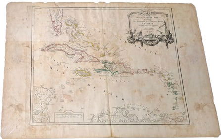 Sir Robert Sibbald Map Part of the North Sea The Greater and Lesser Antilles and the Cays C. 1750