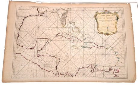 Antique 1749 Map Jacques-Nicolas Bellin Map of the Gulf of Mexico