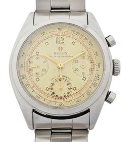 Rolex 6034 Oyster Chronograph Valjoux 72 Anti-Magnetic Vintage Mens Watch Orig Riveted Bracelet with
