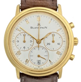 Blancpain Villeret 18K Gold Mens 34mm Chronograph Date Unisex Automatic Wrist Watch w/ Original Box