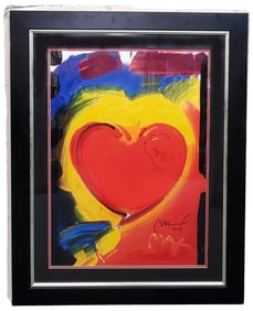Signed Peter Max Original Mixed Media The Heart