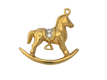 Rare Tiffany & Co 18K Gold Platinum Diamond Hobby Horse Charm Pendant