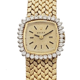 Genuine Rolex 14k Gold Factory Diamond 8351 Ladies Vintage 1950s Watch