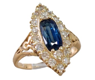 Victorian 1865 Civil War Era 2.75ctw Natural GIA No Heat Sapphire Fine Diamond 18K Gold Ring