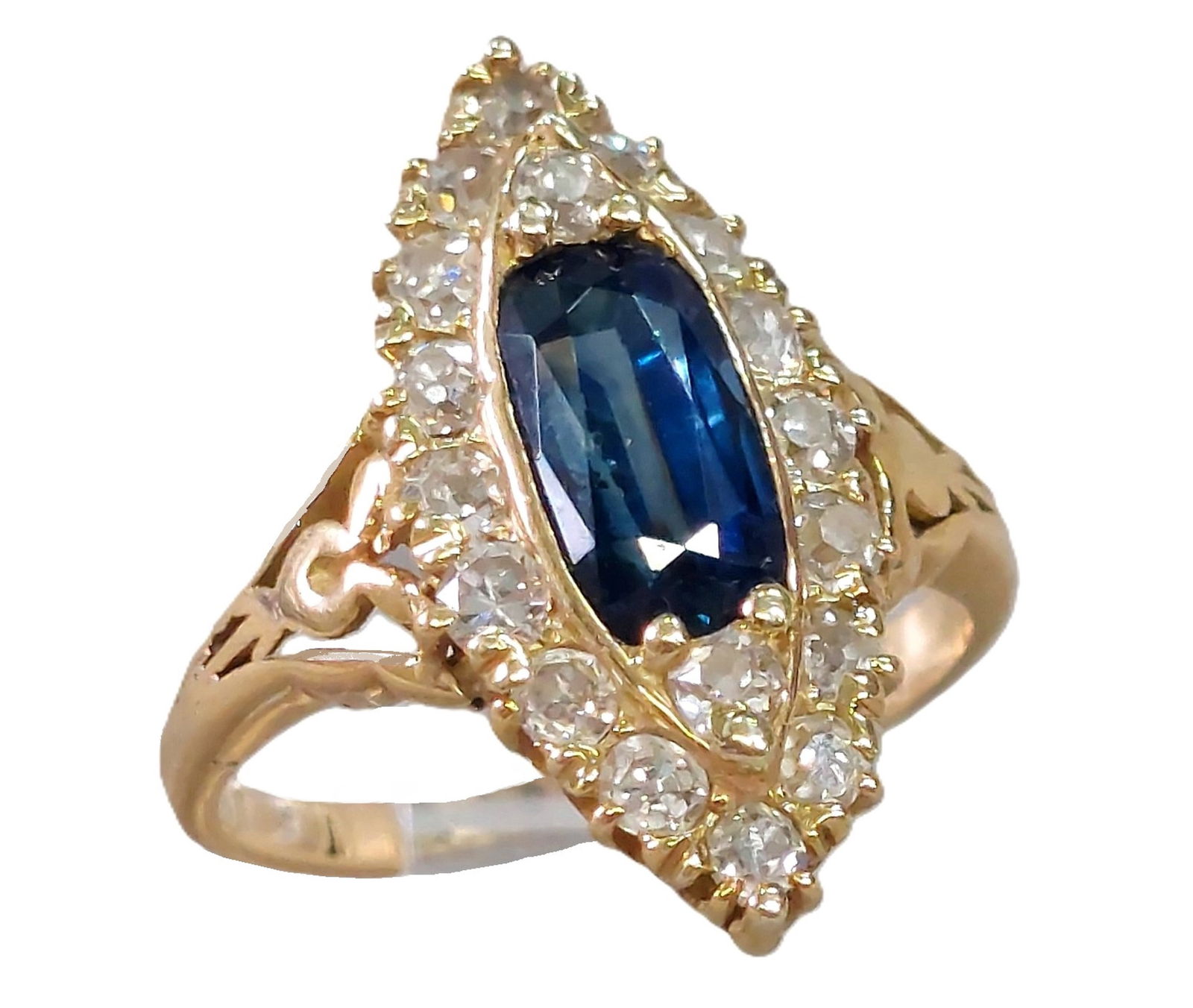 Victorian 1865 Civil War Era 2.75ctw Natural GIA No Heat Sapphire Fine Diamond 18K Gold Ring (1 of 10)