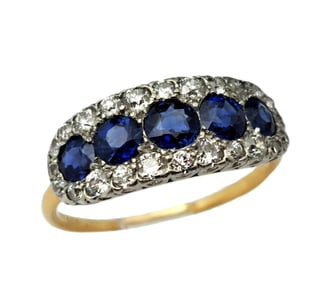 Vintage Tiffany Co Fine Diamond Natural Sapphire Ladies Platinum Top Ring