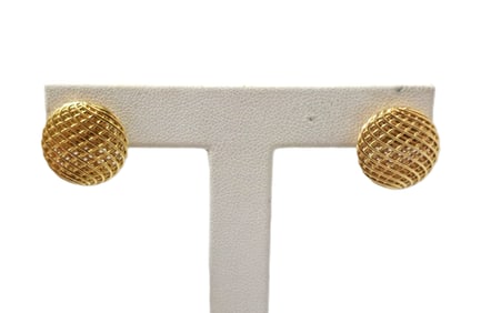 Roberto Coin 18k Yellow Gold Basket Weave Pierced Earrings