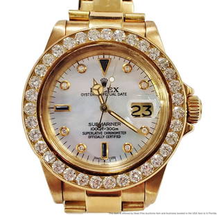 Rolex Submariner 1680 18k Gold Vintage Added 5ctw Diamond Bezel Mens Watch: Described By:Michelle NOFDDD 61491 Title:Rolex Submariner 1680 18k Gold Vintage Added 5ctw Diamond Bezel Mens Watch Description: Rolex Submariner 1680 18k Gold Vintage Added 5ctw Diamond Bezel