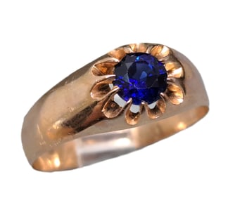 GIA Natural No Heat Sapphire 14k Rose Gold Antique Solitaire Ring