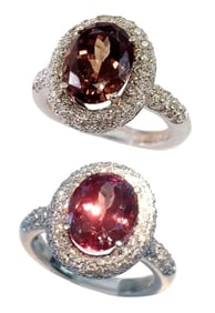 GIA Aprx 4.25ct Color Change Garnet Yellow to Red Spessartine 1ctw Diamond Halo 18k White Gold Ring
