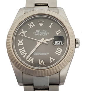Rolex Datejust 116334 18k White Gold SS Grey Roman Dial Mens Watch Box: Described By:Michelle NCEDD 36897 Title:Rolex Datejust 116334 18k White Gold SS Grey Roman Dial Mens Watch Box Description: Rolex Datejust 116334 18k White Gold SS Grey Roman Dial Mens Watch Box.