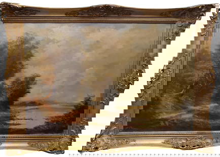 Large Vintage Antique Signed Al Berger Landscape Oil Painting: Described By: Michelle CNX 0213 0506 Title: Large Vintage Antique Signed Al Berger Landscape Oil Painting Description: Large Vintage Antique Signed Al Berger Landscape Oil Painting 