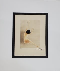 Louis Icart Etching in Colors The Stretch Chrysis Suite Vintage