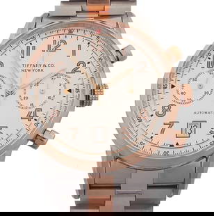 18k Rose Gold SS Tiffany & Co CT60 Chronograph Automatic 42mm Mens Watch Box: Described By:Michelle NFMED 65620 Title:18k Rose Gold SS Tiffany & Co CT60 Chronograph Automatic 42mm Mens Watch Box Description: 18k Rose Gold SS Tiffany & Co CT60 Chronograph Automatic 42mm Mens Wat