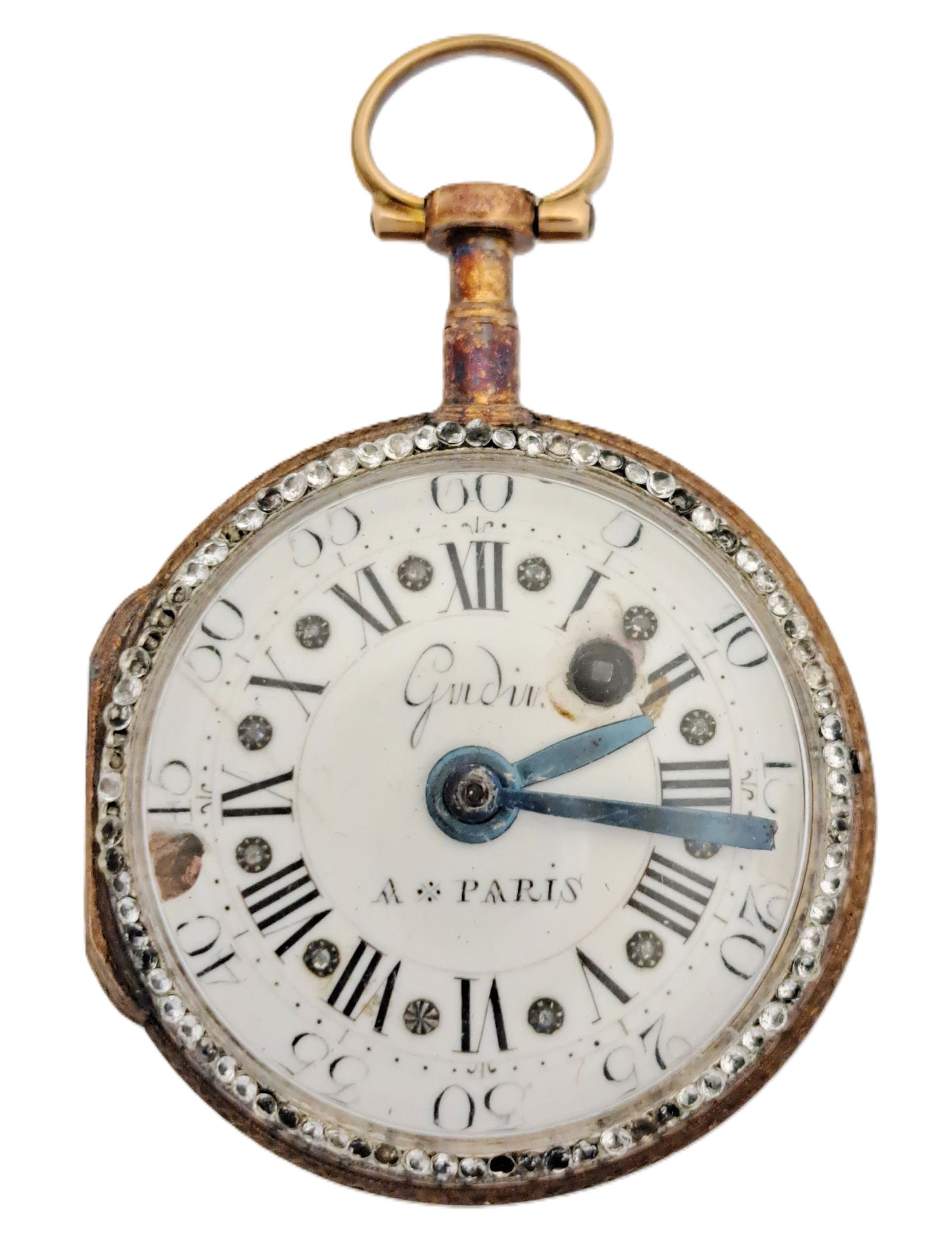 Unusual Circa 1760 Verge Fusee Solid Gold & Silver Keywind French Paste Antique Pocket Watch (1 of 8)