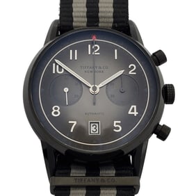 Tiffany & Co CT60 Chronograph DLC Black Steel Mens Watch Box Retail $7450