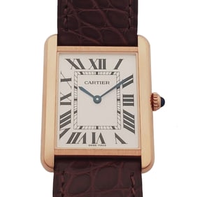 18k Rose Gold Cartier Tank Solo 3167 Mens Wrist Watch