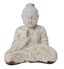 Chinese Blanc de Chine 12in Seated Buddha Porcelain Statue Sculpture