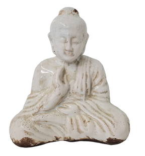 Chinese Blanc de Chine 12in Seated Buddha Porcelain Statue Sculpture: Described By: Michelle CNX 0244 0557 Title: Chinese Blanc de Chine 12in Seated Buddha Porcelain Statue Sculpture Description:Chinese Blanc de Chine 12in Seated Buddha Porcelain Statue Sculpture. Circa