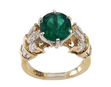 Approx 2.61ct Natural Emerald 1.50ctw Fine Diamond Signed 18k Gold Ring w/ Appraisal