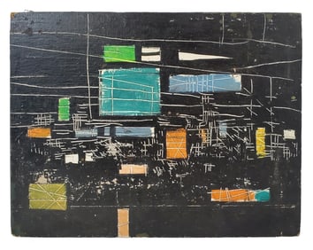 Irving Lehman WPA Modernist Brutalist Abstract Brooklyn Artist 1958 Oil Painting