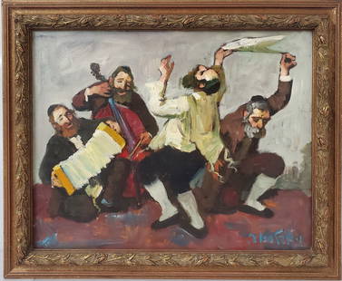 Adolf Adler Signed Klezmer Jews Dancing Oil Painting Jewish Judaica Israeli Benefits Temple Beth Am: Described By:Michelle CNX VX 0248 0566 Title:Adolf Adler Signed Klezmer Jews Dancing Oil Painting Jewish Judaica Israeli Benefits Temple Beth Am Tampa Description: Adolf Adler Signed Klezmer Jews