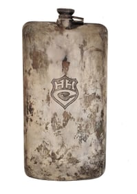 Huge Prohibition Era Sterling Silver Hip Flask Medicinal Purposes Whiskey Dr. Pickett Charles Hoult